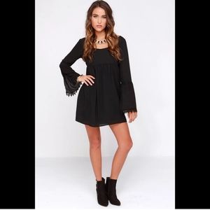 NWT Lucy Love Witchy Bell Sleeve Babydoll Dress M Criss Cross Whimsy goth Gypsy